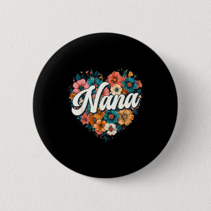 Badge Rond 5 Cm Nana floral cœur fleur fête des mères vintage rétr