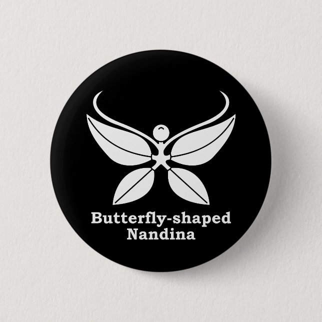 Badge Rond 5 Cm Nandina en forme de papillon (Devant)