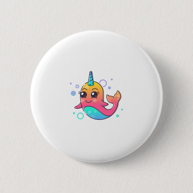 Badge Rond 5 Cm Narwhal (Devant)