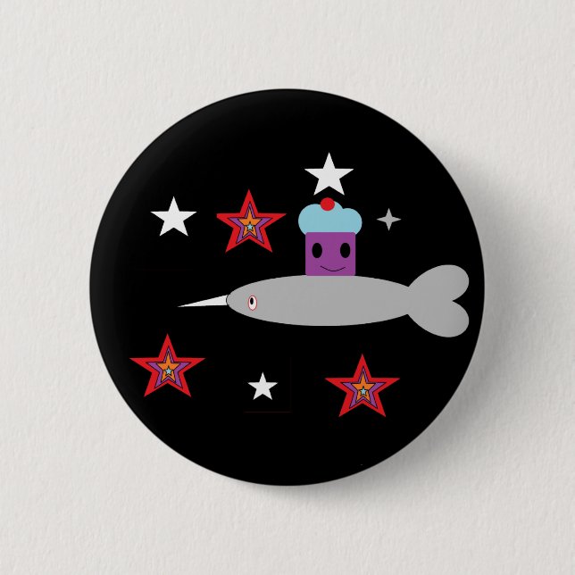 Badge Rond 5 Cm Narwhal et le cupcake Space (Devant)