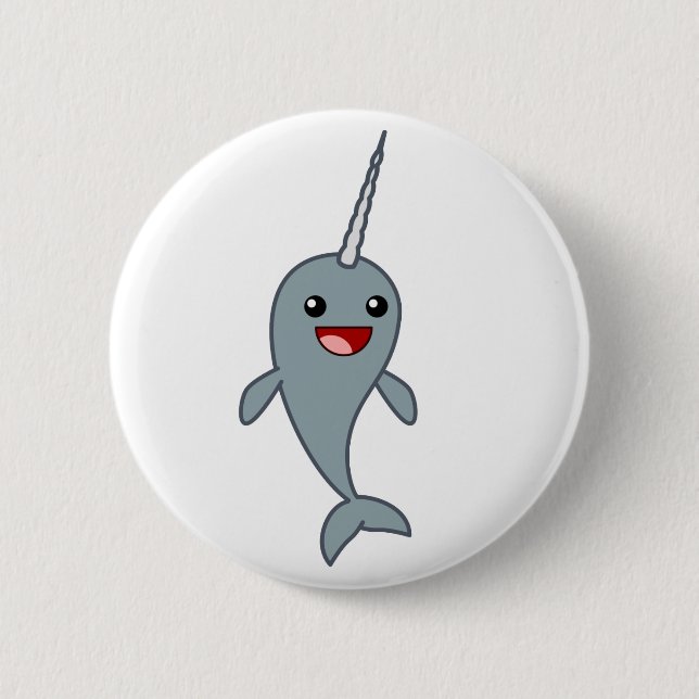 Badge Rond 5 Cm Narwhal heureux (Devant)