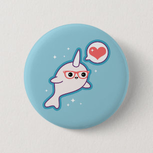 Badge Rond 5 Cm Narwhal nerd mignon