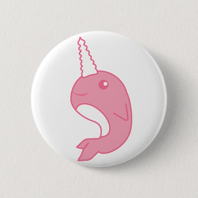 Badge Rond 5 Cm Narwhal rose (Devant)