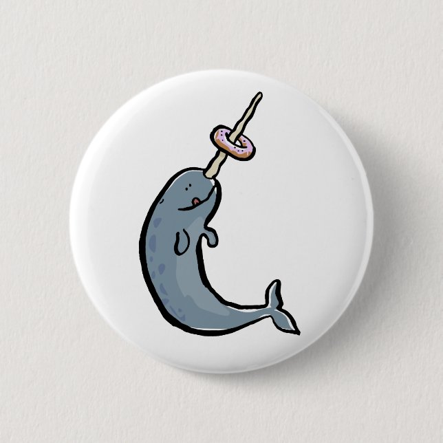 Badge Rond 5 Cm narwhale et beignet (Devant)