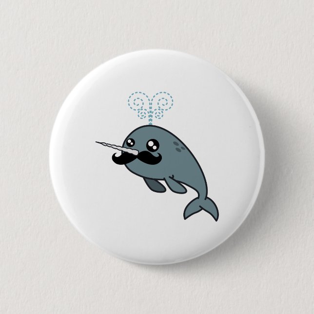 Badge Rond 5 Cm Narwhalstache (Devant)
