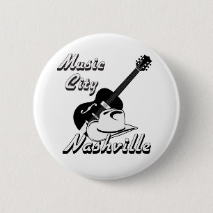 Badge Rond 5 Cm Nashville. Ville de musique