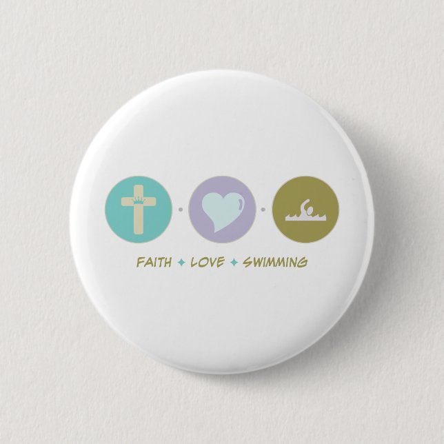 Badge Rond 5 Cm Natation d'amour de foi (Devant)