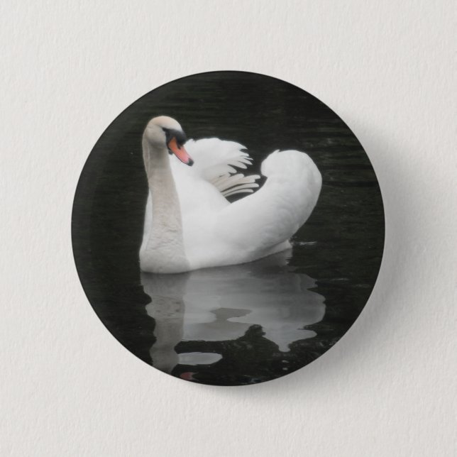 Badge Rond 5 Cm Natation de cygne de bouton (Devant)