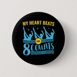 Badge Rond 5 Cm Natation synchronisée Mon coeur bat en 8 nombres