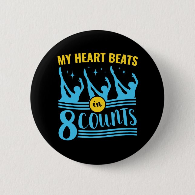 Badge Rond 5 Cm Natation synchronisée Mon coeur bat en 8 nombres (Devant)