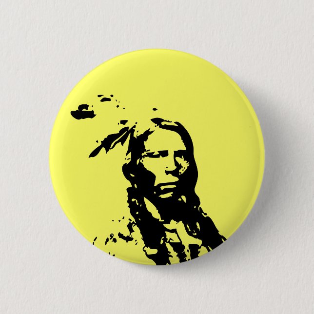 Badge Rond 5 Cm Natif américain fou de cheval (Devant)