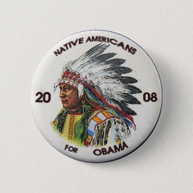 Badge Rond 5 Cm Natifs américains pour le bouton d'Obama (Devant)