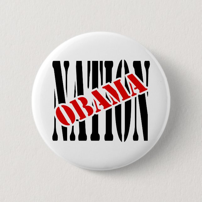 Badge Rond 5 Cm Nation d'Obama avec le chevauchement et le contour (Devant)