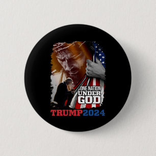 Badge Rond 5 Cm Nation sous Dieu Président Trump 2024 America Chri