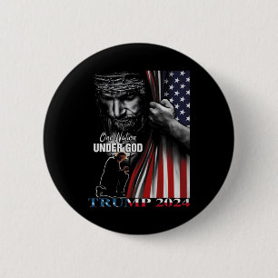 Badge Rond 5 Cm Nation Under God Trump 2024 God American Flag