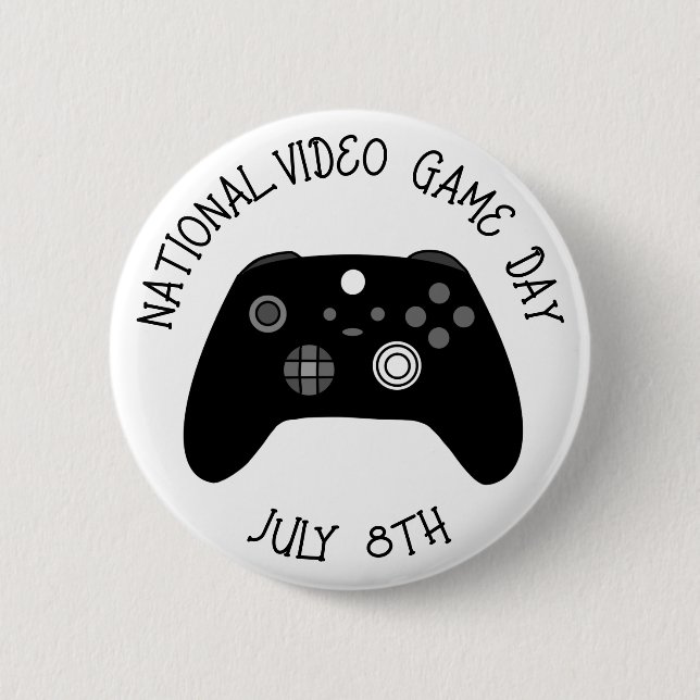 Badge Rond 5 Cm National Video Game Day July 8th  (Devant)