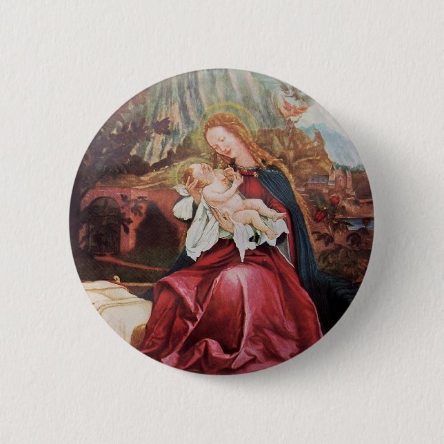 BADGE ROND 5 CM NATIVITÉ AVEC ANGELS - MAGIE DE NOËL (Devant)