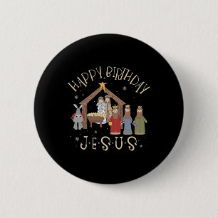 Badge Rond 5 Cm Nativité Joyeux Anniversaire Jésus Noël Nativité C