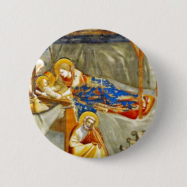 Badge Rond 5 Cm Nativité Naissance de Jésus (Devant)