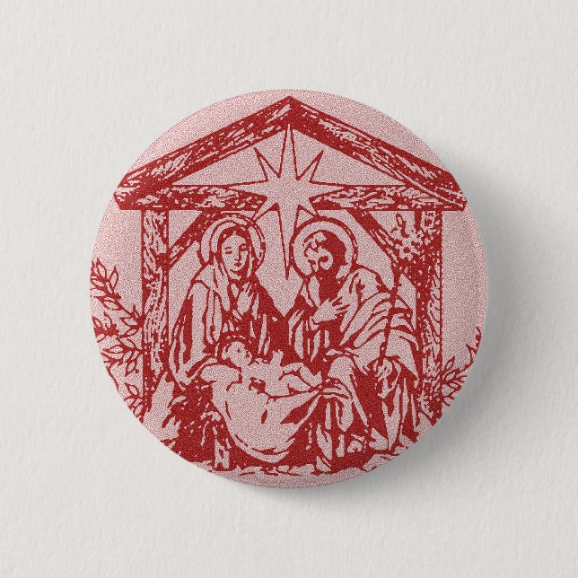 Badge Rond 5 Cm Nativité rouge (Devant)