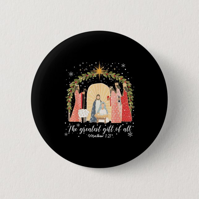 Badge Rond 5 Cm Nativity Christmas Baby Jesus Christian Greatest O (Devant)