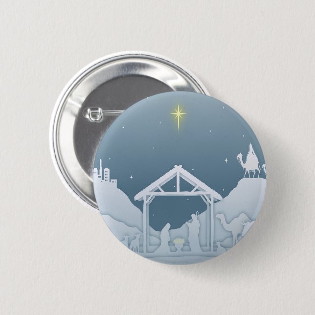 Badge Rond 5 Cm Nativity Scene (Devant & derrière)