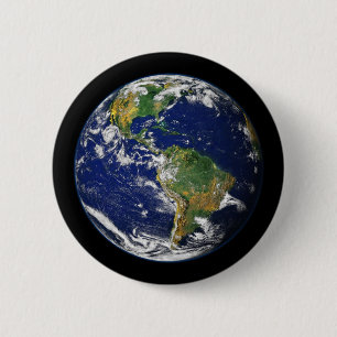 Badge Rond 5 Cm ~ naturel de la TERRE de PLANÈTE (système solaire)