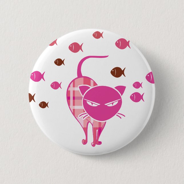 Badge Rond 5 Cm Naughty Cat (Devant)