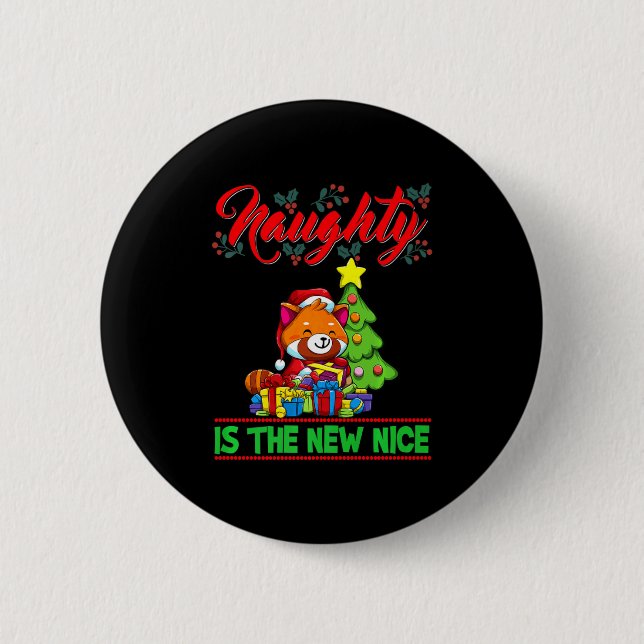 Badge Rond 5 Cm Naughty Is The New Nice Christmas Santa Xmas Premi (Devant)