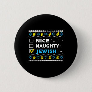 Badge Rond 5 Cm Naughty Jewish Ugly Hanukkah Sweater Chanukah