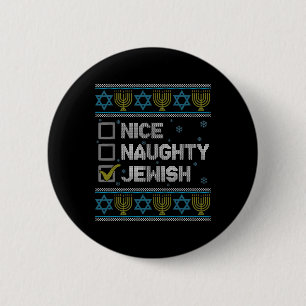 Badge Rond 5 Cm Naughty Jewish Ugly Hanukkah Sweater Chanukah