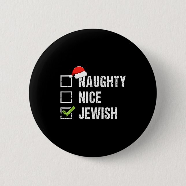 Badge Rond 5 Cm Naughty Nice Jewish Shirt Santa Jew Christmas Gift (Devant)