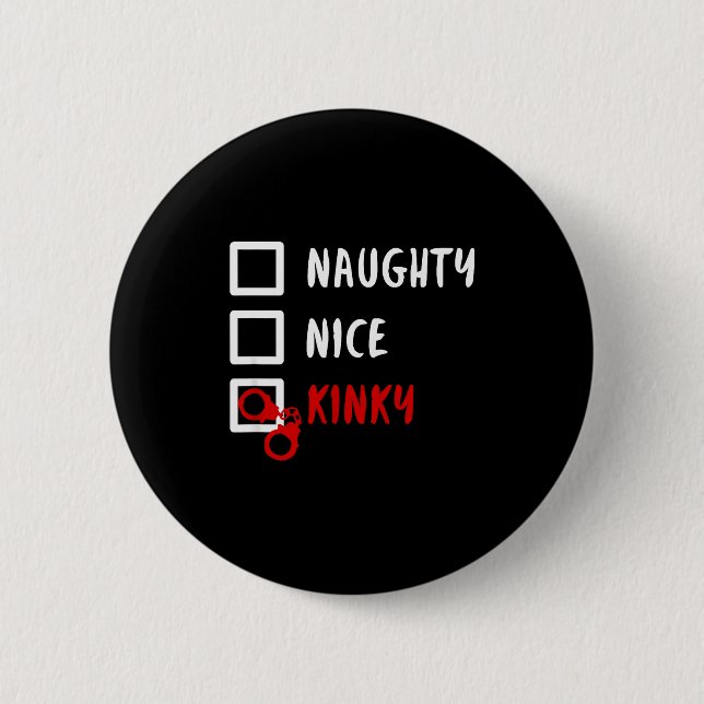 Badge Rond 5 Cm Naughty Nice Kinky Christmas List Santa Hanuffs Gi (Devant)