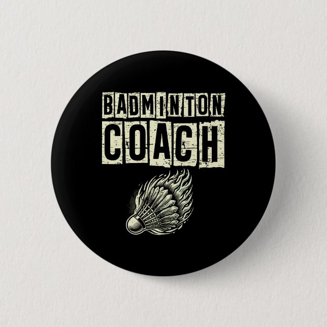 Badge Rond 5 Cm Navette Badminton Coach Racket (Devant)