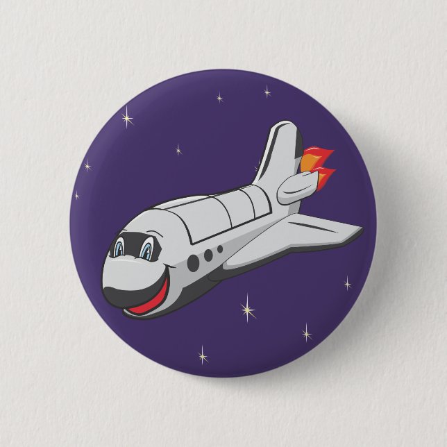 Badge Rond 5 Cm Navette spatiale de bande dessinée (Devant)