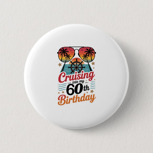 Badge Rond 5 Cm Naviguer vers mes 60 ans  (Devant)