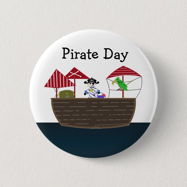 Badge Rond 5 Cm Navire Pirate (Devant)