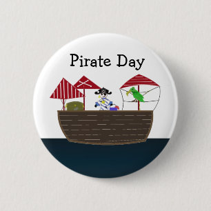 Badge Rond 5 Cm Navire Pirate