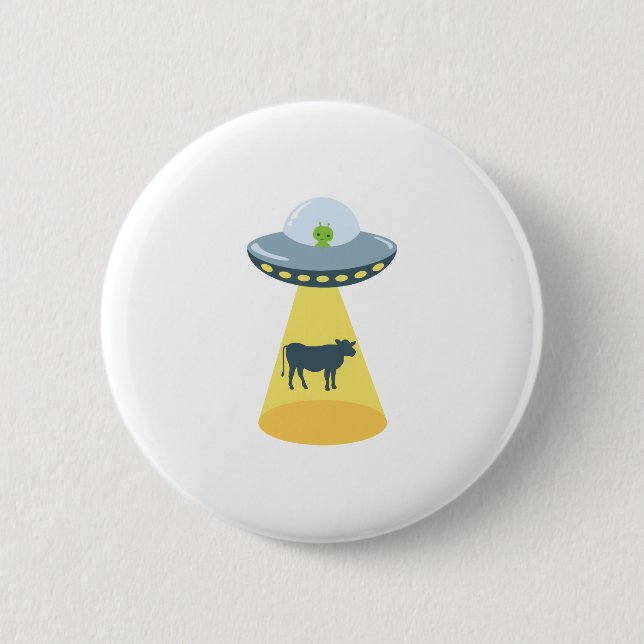 Badge Rond 5 Cm Navire spatial et vache (Devant)