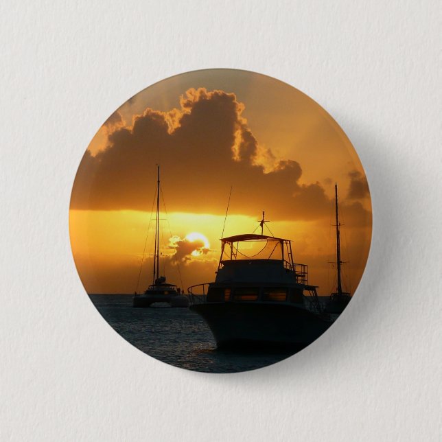 Badge Rond 5 Cm Navires et Sunset Tropical Seascape (Devant)