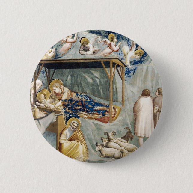Badge Rond 5 Cm Navitité (Naissance de Jésus-Christ) (par Giotto) (Devant)