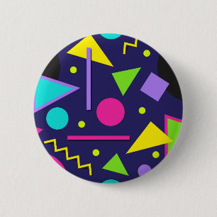 Badge Rond 5 Cm Navy Néon Abstrait