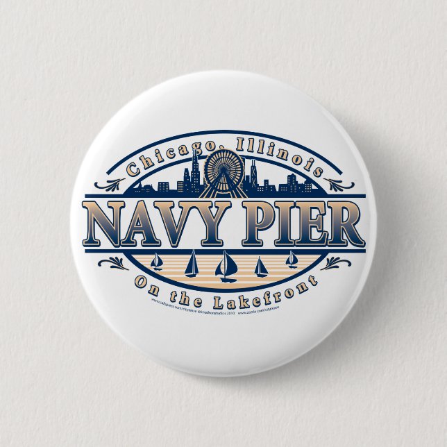 Badge Rond 5 Cm Navy Pier Chicago (Devant)