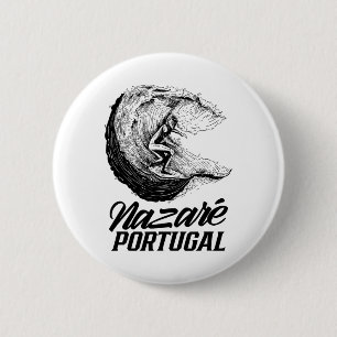 Badge Rond 5 Cm Nazaré Portugal Surf Surfant Vague de surf