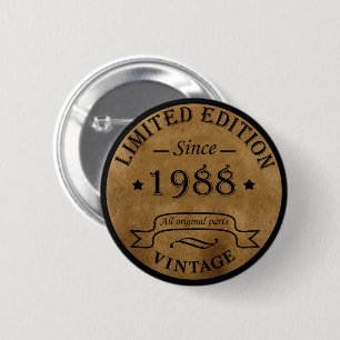 Badge Rond 5 Cm né en 1988 anniversaire vintage