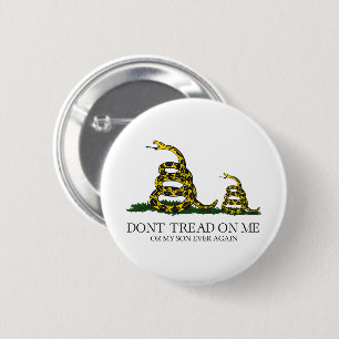 Badge Rond 5 Cm ne marchez pas sur moi ou mon fils Gadsden Parody 