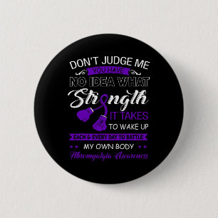 Badge Rond 5 Cm Ne me jugez pas Non - Violet Ribbon Fibromyalgia A
