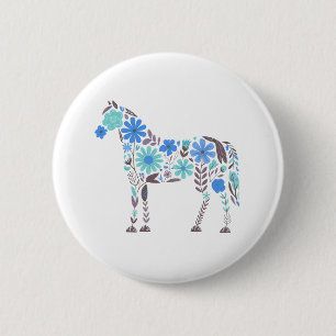 Badge Rond 5 Cm Né pour aimer les chevaux