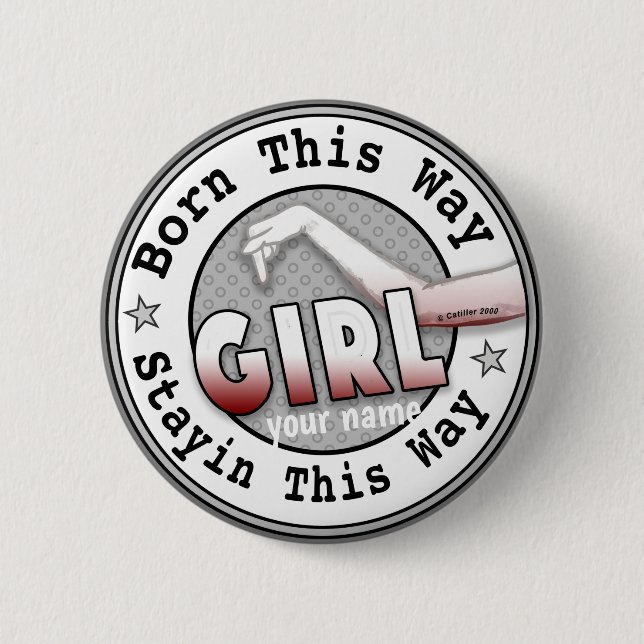Badge Rond 5 Cm Né Une Fille (Devant)