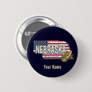Badge Rond 5 Cm Nebraska États-Unis Retro State Map Vintage USA